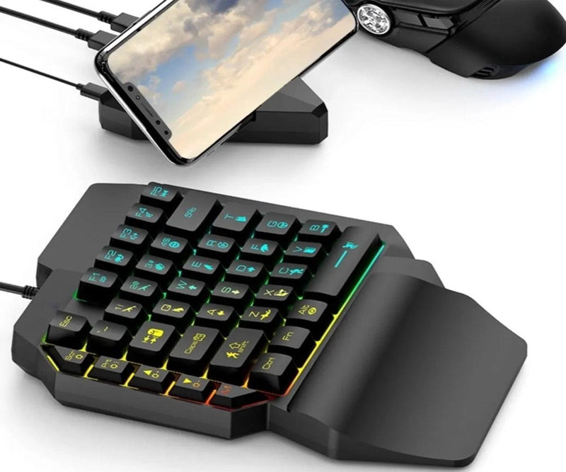 Teclado Gamer Uma Mão Rgb Led Single Handed Usb Pc/Celular M-1300 Luuk Young - Doca Play