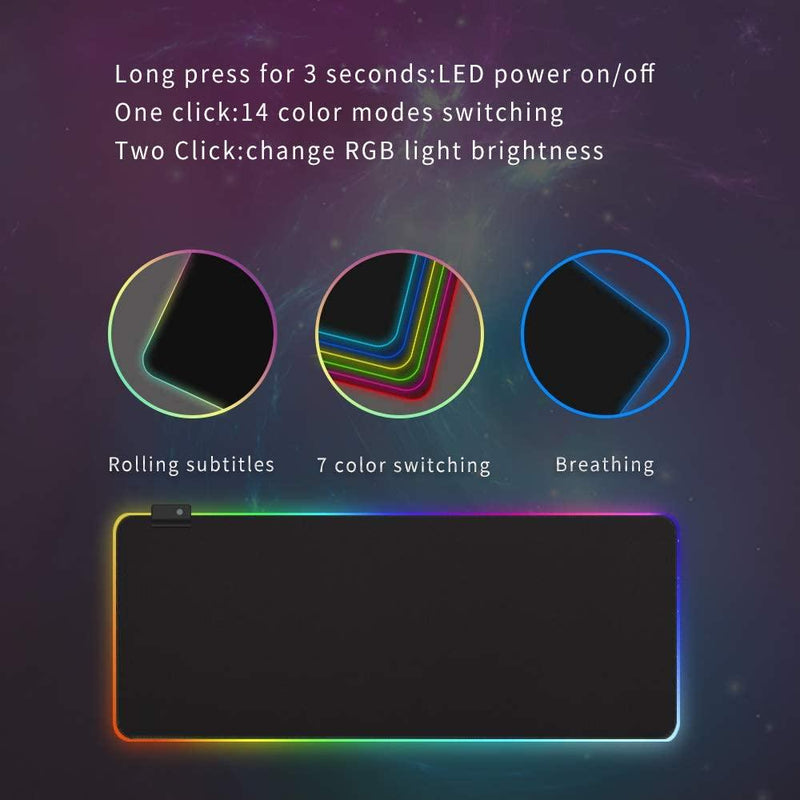 Mousepad gamer grande velocidade borda led 7 núcleos RGB impermeável 300mm x 800mm - Doca Play