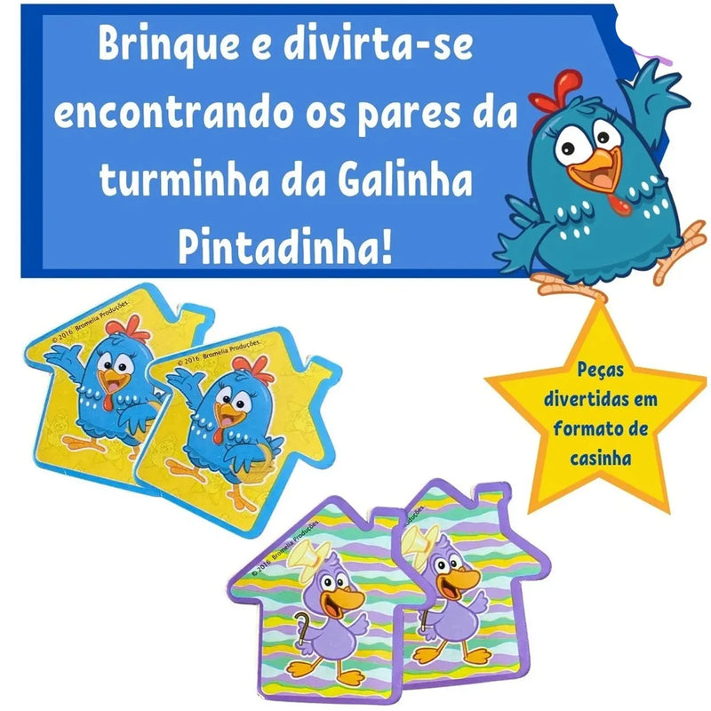 Jogo da Memoria Galinha Pintadinha Infantil 24 Peças em Madeira - Doca Play