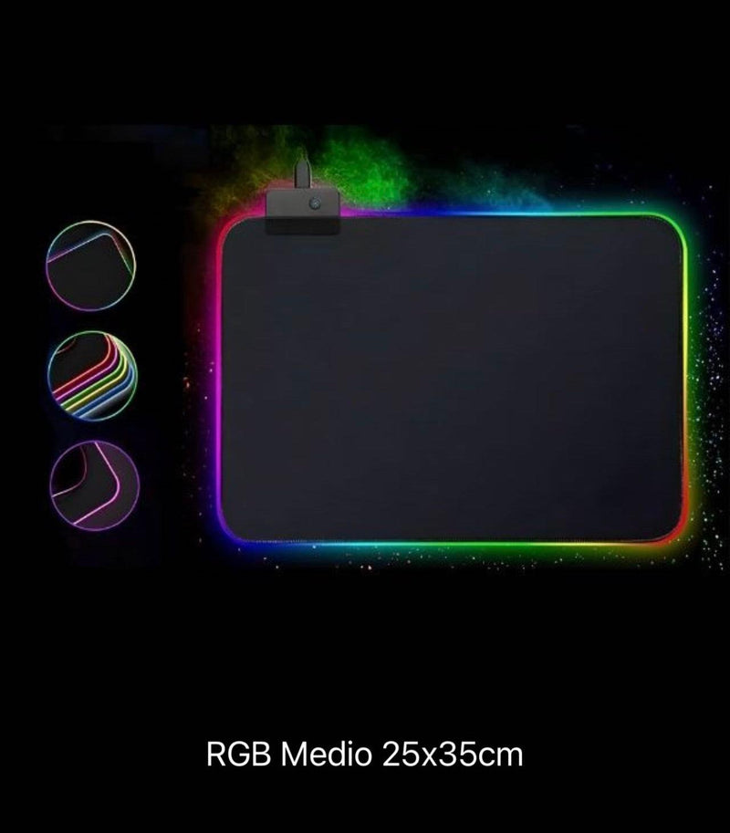 Mousepad gamer grande velocidade borda led 7 núcleos RGB impermeável 300mm x 800mm - Doca Play