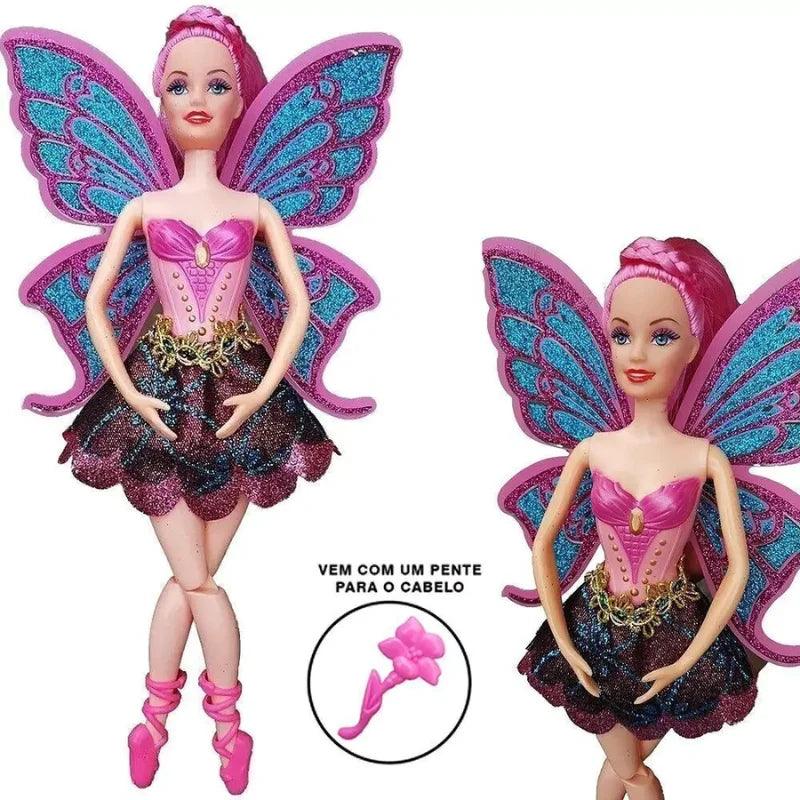 Doll Ballerina with Fairy Wings Children's Toy Princess Fairy Ballerina Fun and Beautiful-IMMEDIATE SHIP TO ALL BRAZIL Doca Play