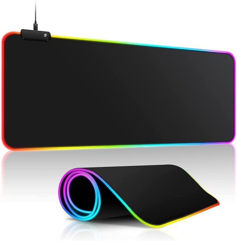 Mousepad gamer grande velocidade borda led 7 núcleos RGB impermeável 300mm x 800mm - Doca Play