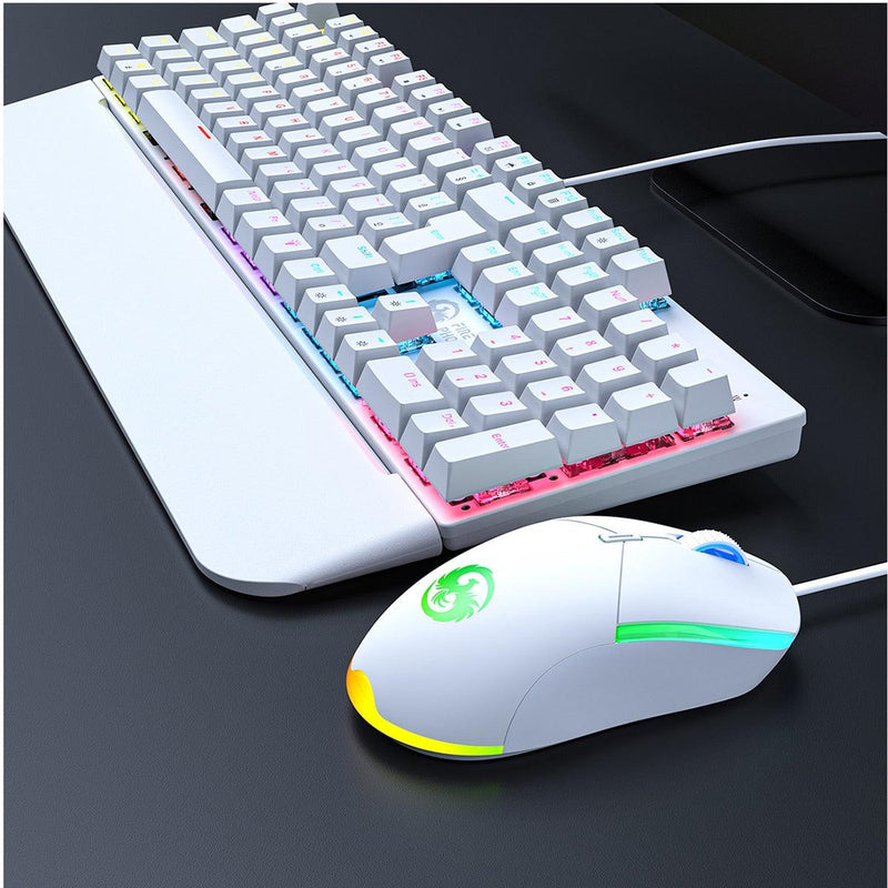 Kit Teclado E Mouse Mecânico Gamer Abnt2 Led Rgb Switch Blue Usb 3200 Dpi Luuk Young Bk-03 - Doca Play