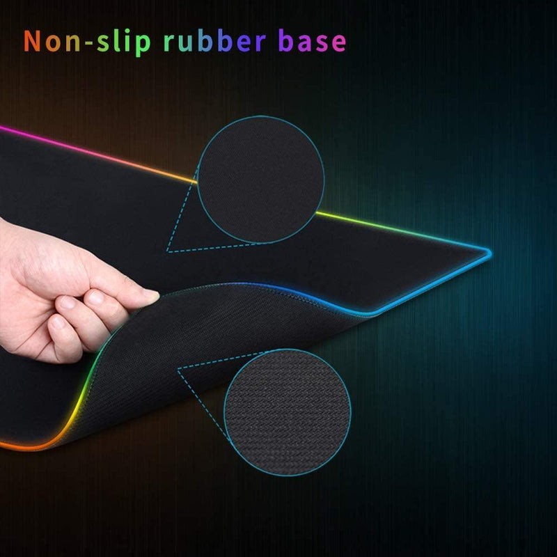 Mousepad gamer grande velocidade borda led 7 núcleos RGB impermeável 300mm x 800mm - Doca Play