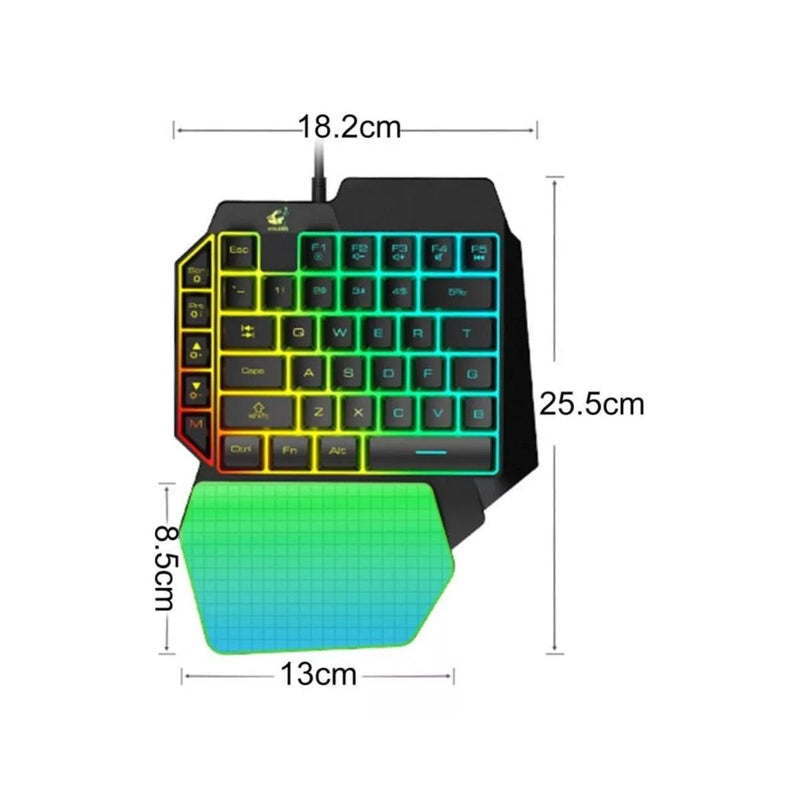 Teclado Gamer Uma Mão Rgb Led Single Handed Usb Pc/Celular M-1300 Luuk Young - Doca Play