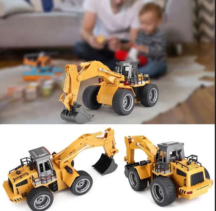 Mini Escavadeira 6 Brinquedo crianças construção Rec Partes Metal - Doca Play