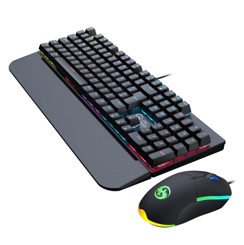 Kit Teclado E Mouse Mecânico Gamer Abnt2 Led Rgb Switch Blue Usb 3200 Dpi Luuk Young Bk-03 - Doca Play