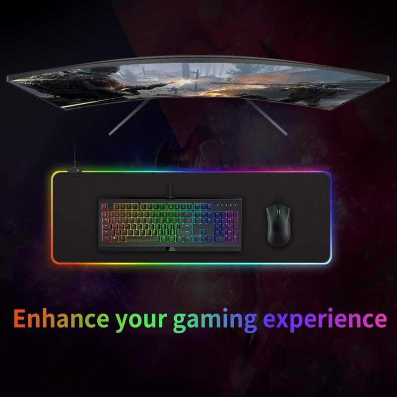 Mousepad gamer grande velocidade borda led 7 núcleos RGB impermeável 300mm x 800mm - Doca Play