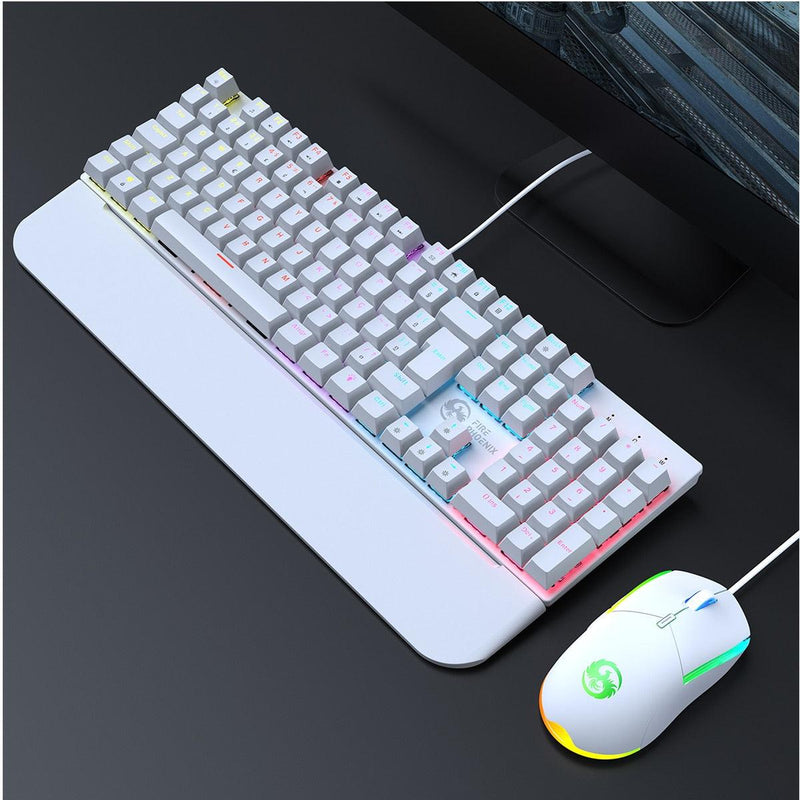 Kit Teclado E Mouse Mecânico Gamer Abnt2 Led Rgb Switch Blue Usb 3200 Dpi Luuk Young Bk-03 - Doca Play