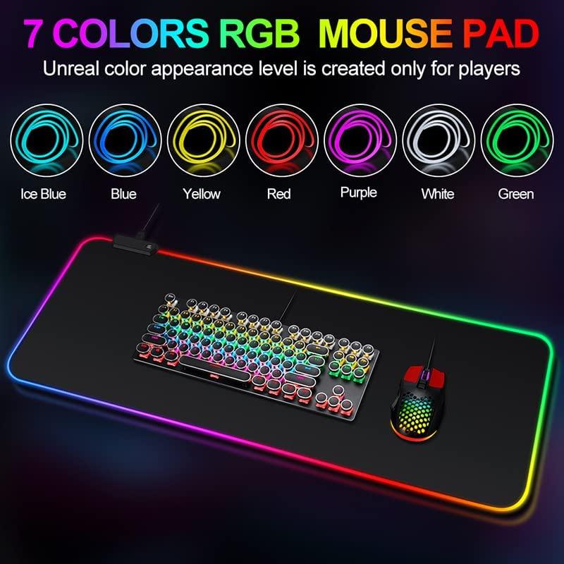 Mousepad gamer grande velocidade borda led 7 núcleos RGB impermeável 300mm x 800mm - Doca Play