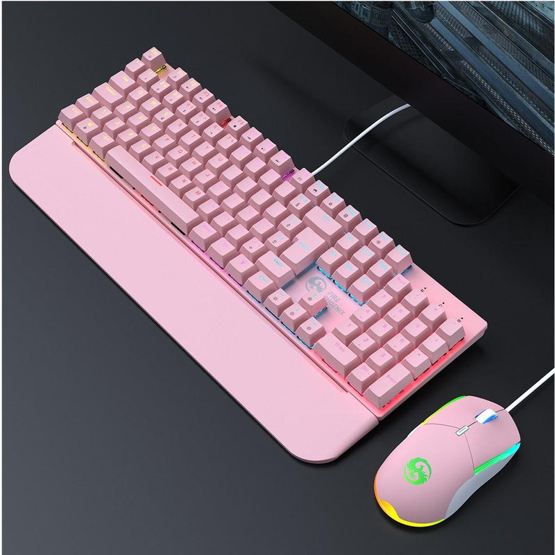 Kit Teclado E Mouse Mecânico Gamer Abnt2 Led Rgb Switch Blue Usb 3200 Dpi Luuk Young Bk-03 - Doca Play