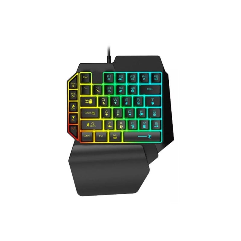 Teclado Gamer Uma Mão Rgb Led Single Handed Usb Pc/Celular M-1300 Luuk Young - Doca Play