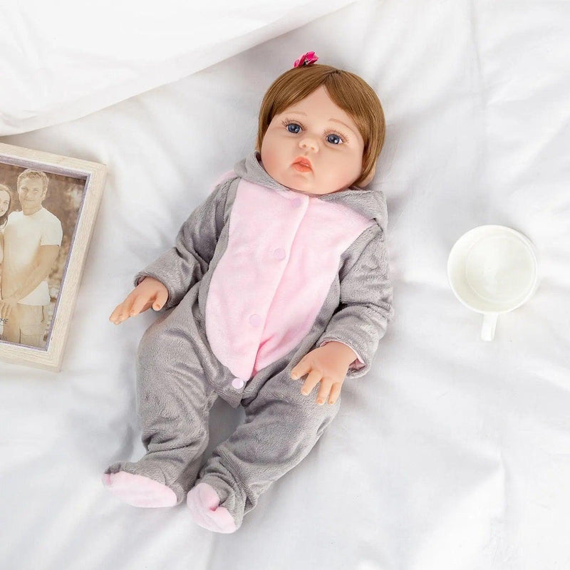 Boneca Bebê Reborn corpo de silicone Menina 47 Cm 