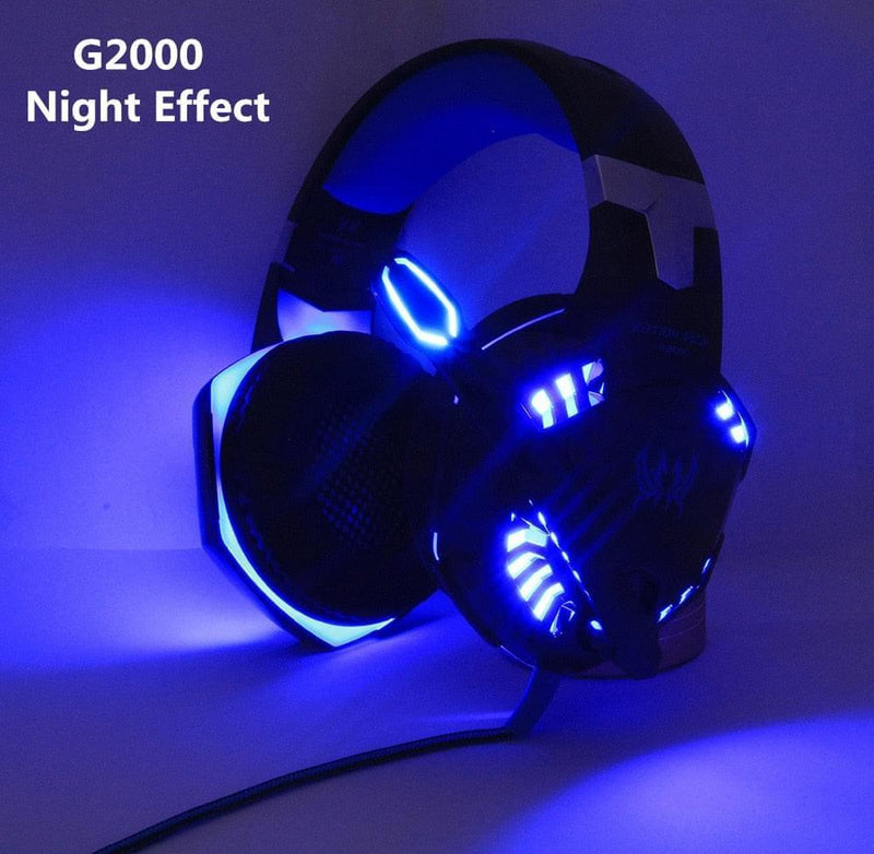 Headfones estéreo de jogos de computador deep bass com mic led light - docaplay