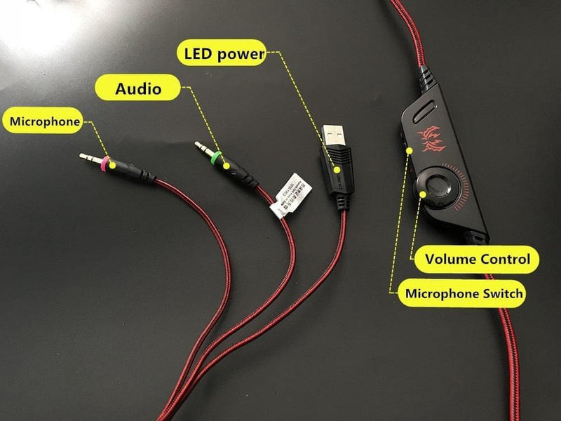 Headfones estéreo de jogos de computador deep bass com mic led light - docaplay