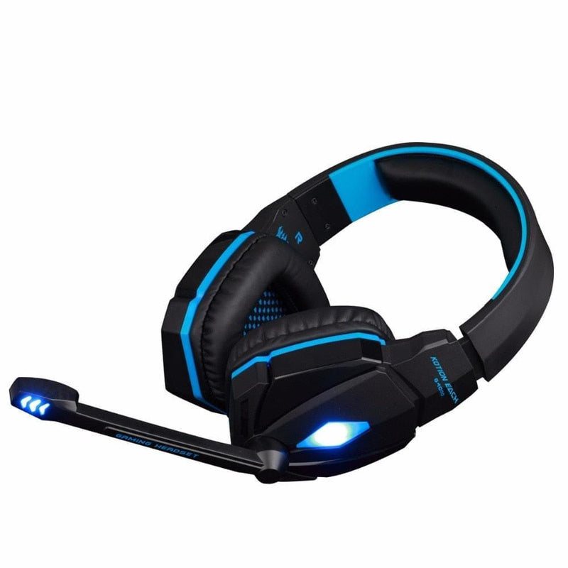 Headfones estéreo de jogos de computador deep bass com mic led light - docaplay