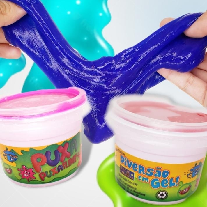 Puxa Slime Em Gel Kit Com 12 Unidades  - Colorido/ Brinquedo para crianças - Doca Play