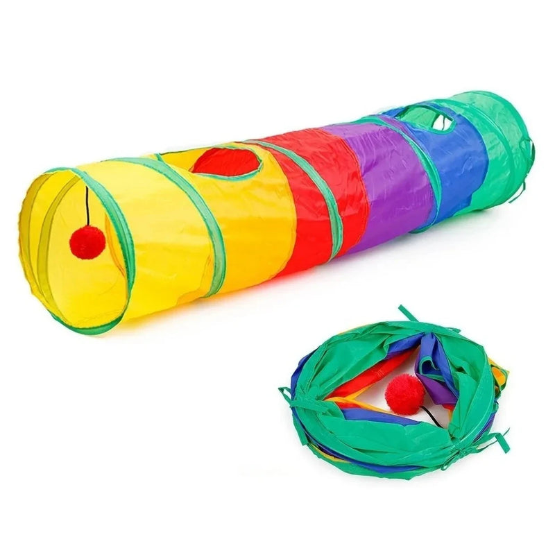 Cat Tunnel Foldable Toy Interactive Training Collapsible Crinkle Kitten Play Games Tunnel Tube With Ball Pat Accessories Doca Play