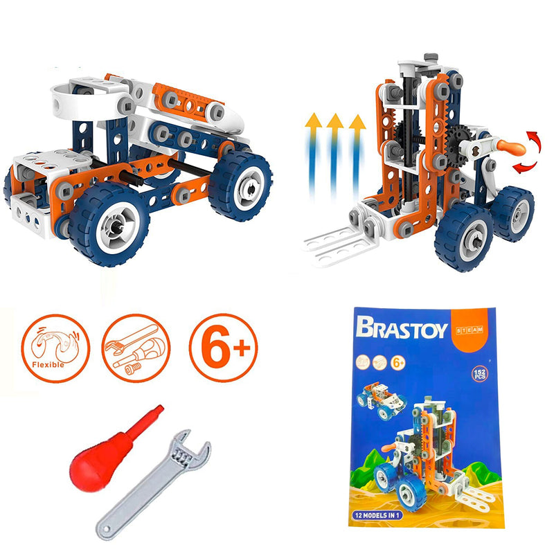 Conjunto de Blocos 152 Peças De Construção De Aprendizagem Brinquedo STEM Infantil Para Crianças - Doca Play