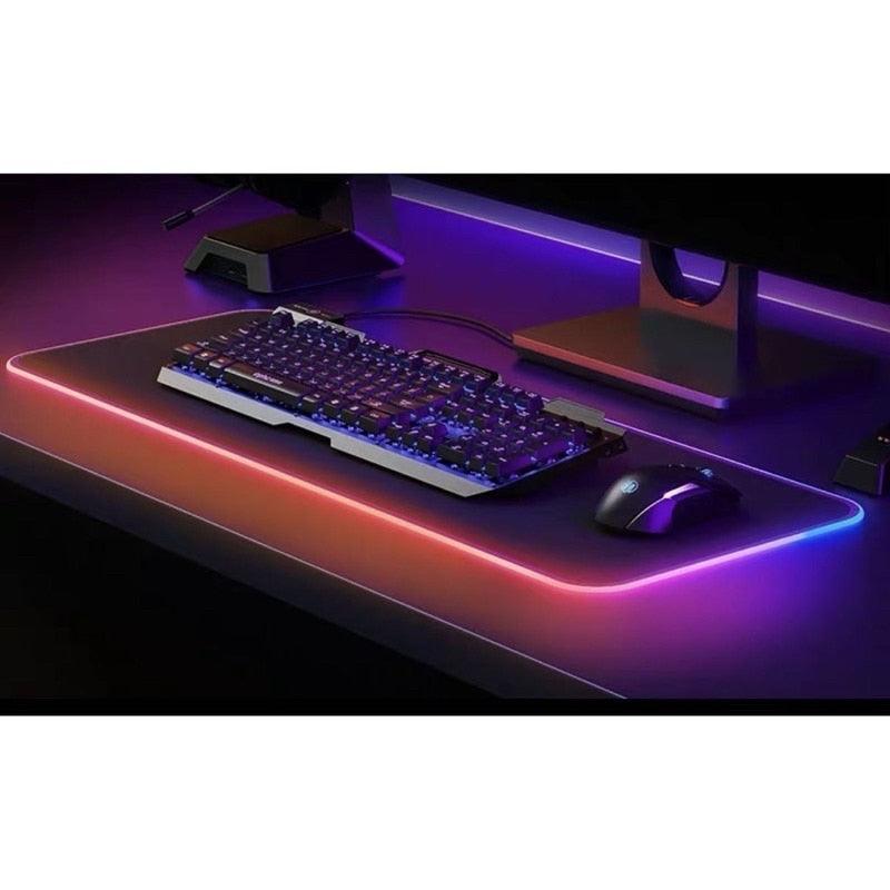 Mouse Pad Gamer Grande Com Borda De Led RGB 7 cores 30cm X 80cm - Doca Play