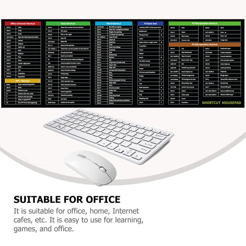 Mousepad Grande com Atalhos para Pacote Office e Windows é essencial para quem usa computador diariamente. Ele tem uma superfície ampla e precisa para o mouse. Doca Play