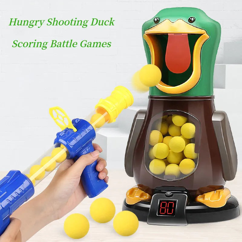 Hungry Shooting Duck Toys Air-powered Gun Soft Bullet Ball With Light Electronic Scoring Battle Games Funny Gun Toy for Kids Doca Play