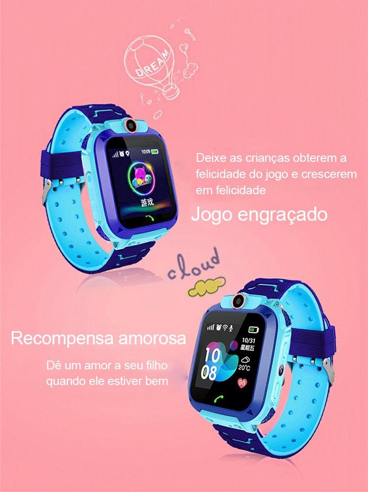 novo smartwatch inteligente Q12 para crianças-relógio inteligente com rastreador lbs de fitness à prova d'água smartwatch - Doca Play