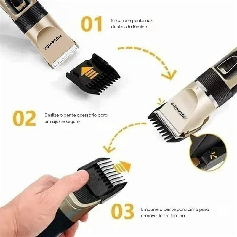 Maquina Tosquiadora De Pelos Animal Pet Cão Gato Profissional Sem Fio Recarregável Usb - docaplay