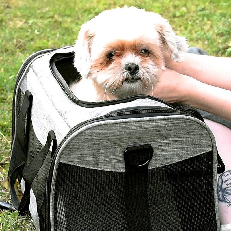 Bolsa para transporte de animal de estimação macio portatil respirável dobravel para viagem com travamento de segurança e ziper - docaplay