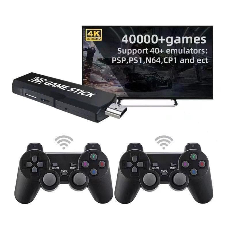 Controlador sem fio HD retro console de videogame 4k Game Stick 40000 jogos 128 GB 2 4G - docaplay