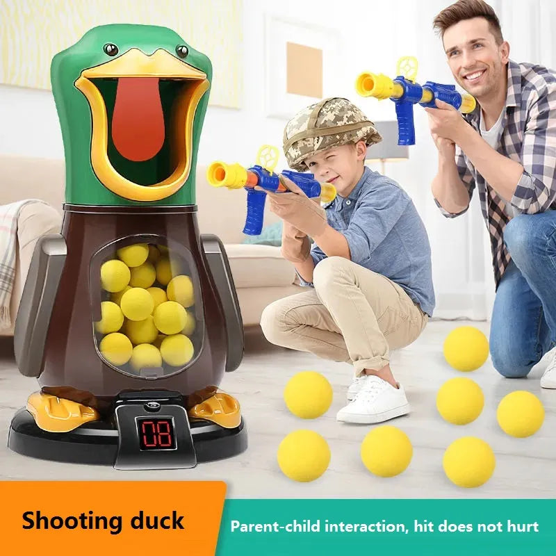 Hungry Shooting Duck Toys Air-powered Gun Soft Bullet Ball With Light Electronic Scoring Battle Games Funny Gun Toy for Kids Doca Play