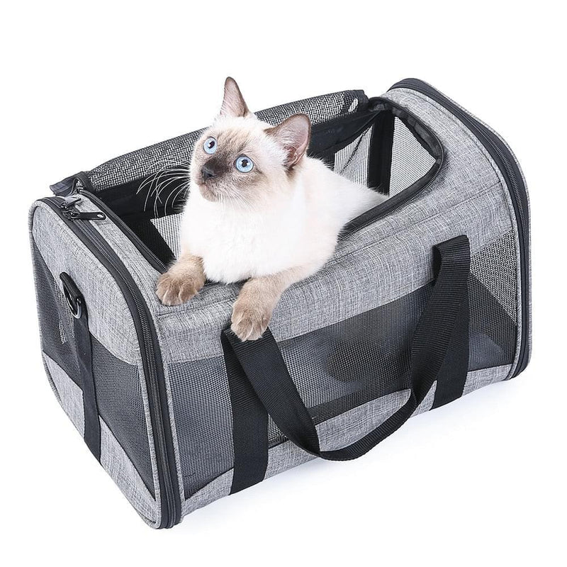 Bolsa para transporte de animal de estimação macio portatil respirável dobravel para viagem com travamento de segurança e ziper - docaplay