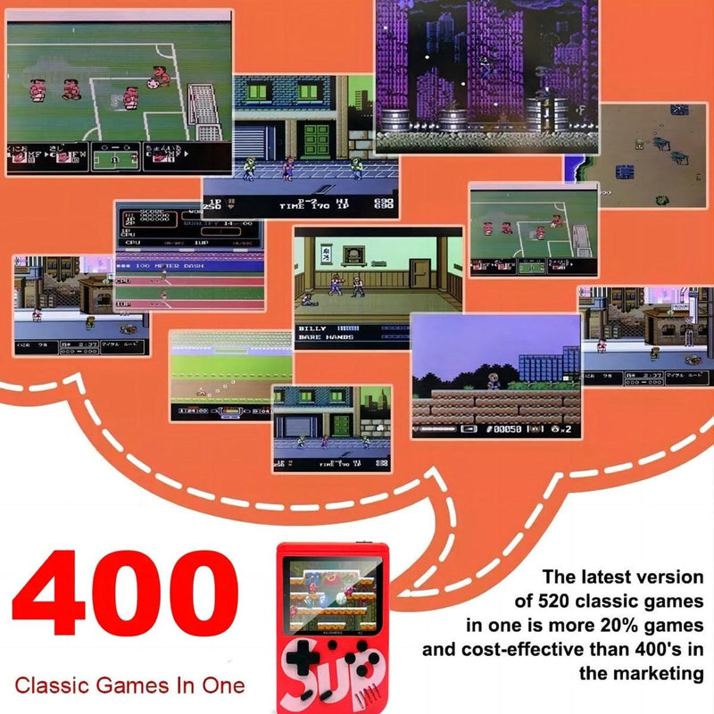 Mini jogo de vídeo portátil sup c/400 jogos + 1 controle para 2 jogadores console cor aleatória - Doca Play