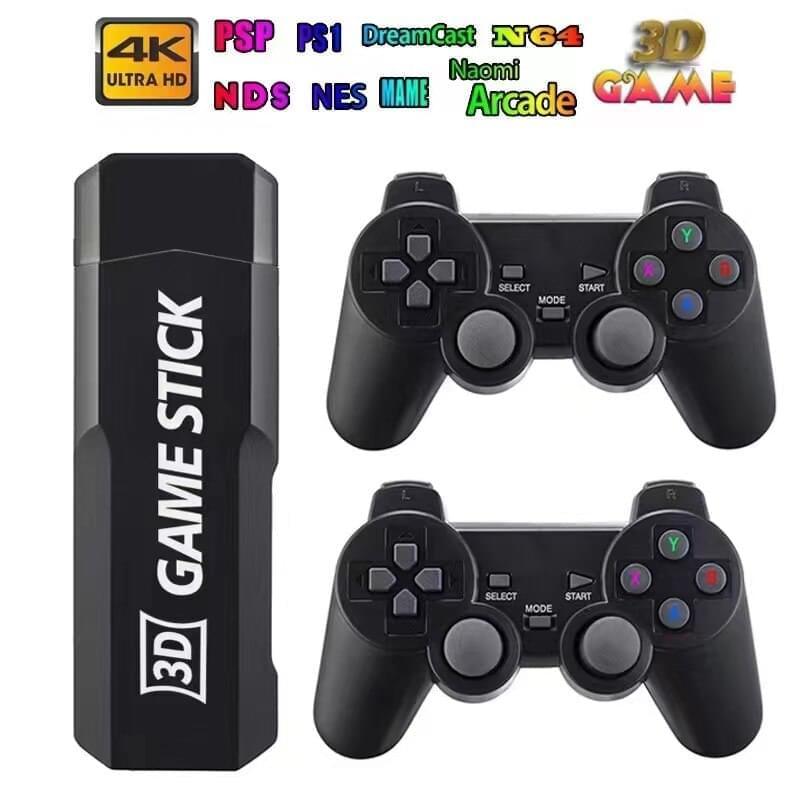 Controlador sem fio HD retro console de videogame 4k Game Stick 40000 jogos 128 GB 2 4G - docaplay