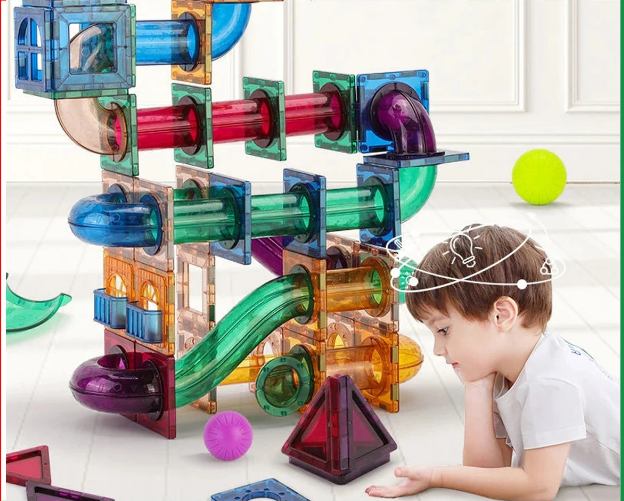 Blocos de Construção Educacionais 120Pcs Magnéticos para Crianças, Brinquedos Educativos, Telhas Magnéticas, Brinquedo Inteligente Doca Play