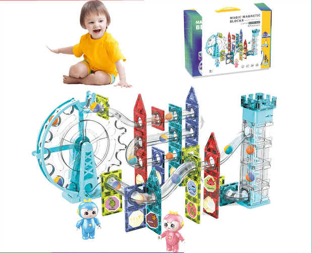 Brastoy Magnetic Tile Building Blocks Designer with Ferris Wheel and Elevator STEM Toys for Children 118 Pieces Doca Play