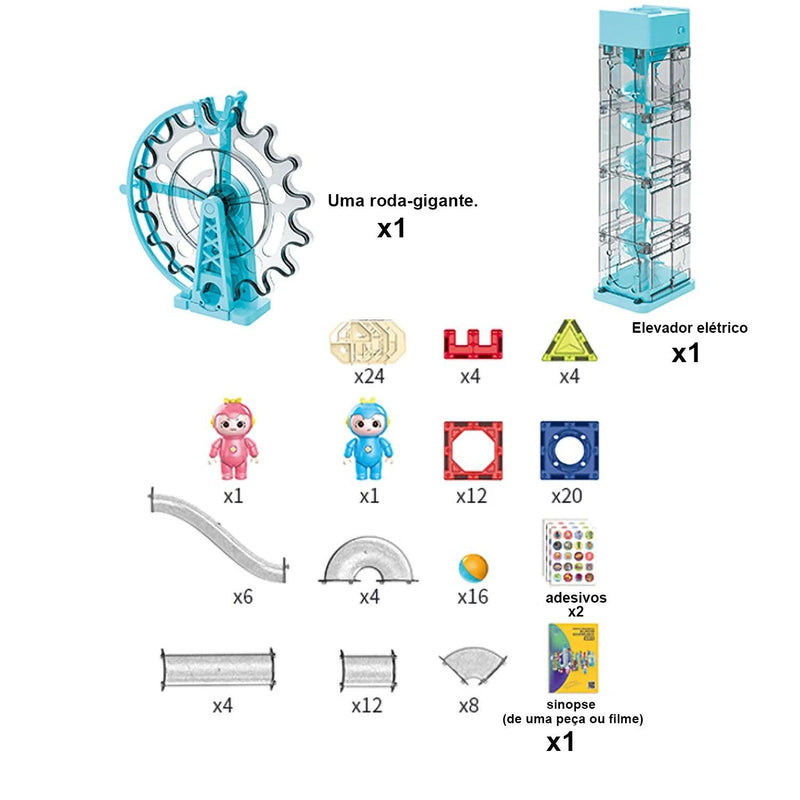 Brastoy Magnetic Tile Building Blocks Designer with Ferris Wheel and Elevator STEM Toys for Children 118 Pieces Doca Play