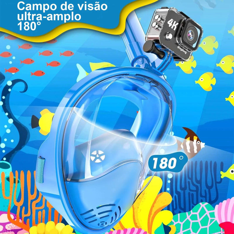 Professional Diving Mask Snorkelling Goggles Anti-fog With Action Camera Holder + Ear Protector for Children and Adults Doca Play