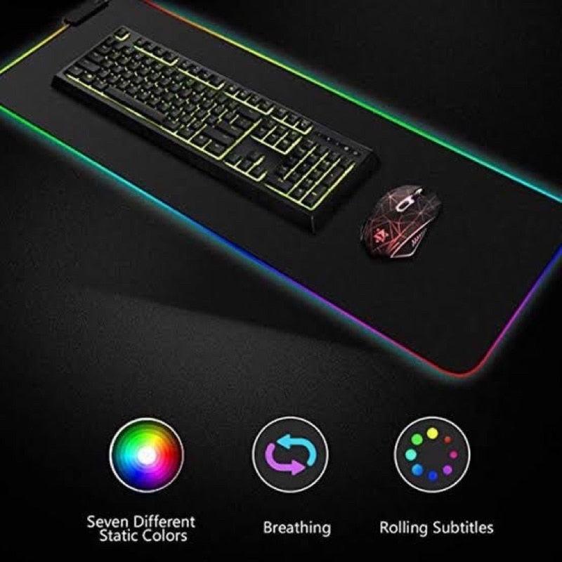 Mouse Pad Gamer Grande Com Borda De Led RGB 7 cores 30cm X 80cm - Doca Play