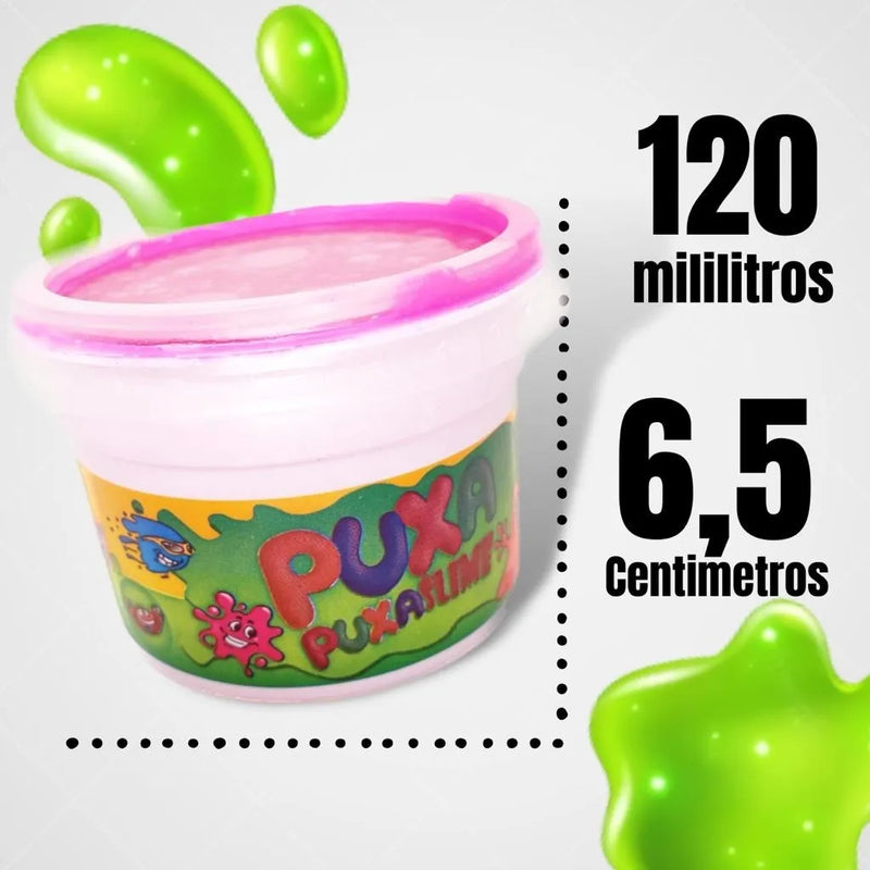 Puxa Slime Em Gel Kit Com 12 Unidades  - Colorido/ Brinquedo para crianças - Doca Play