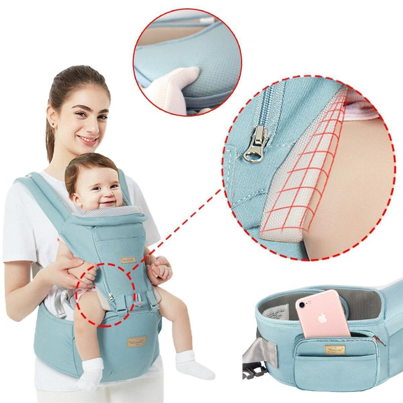 Canguru Ergonômico Bebê Wrap Sling Mochila De Viagem Com Assento Hipseat Para Bebê 0-36 Meses Suporta Mais de 10 kg - docaplay