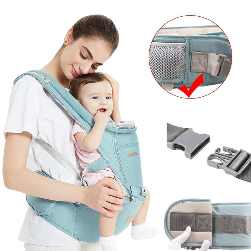 Canguru Ergonômico Bebê Wrap Sling Mochila De Viagem Com Assento Hipseat Para Bebê 0-36 Meses Suporta Mais de 10 kg - docaplay