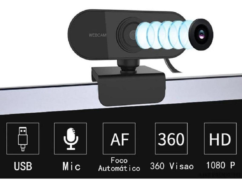 Webcam 1080p Full Hd Câmera Computador Microfone W18 Video Chamada Reunião Home Office Streamer Youtuber - Doca Play